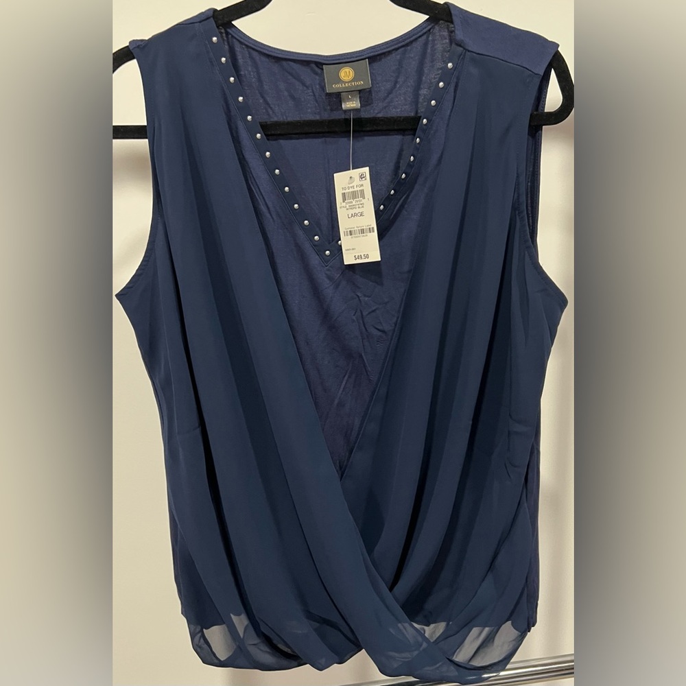 NWT JM Collection intrepid blue blouse size L